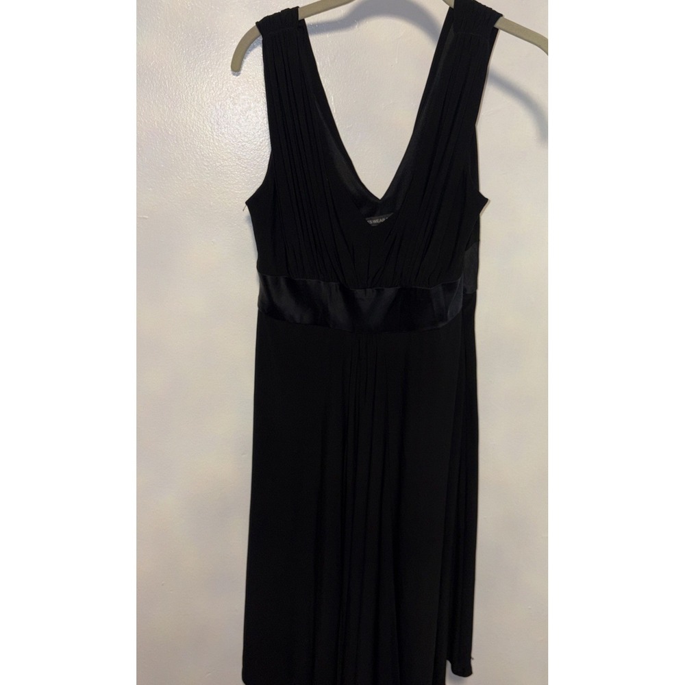 JONES WEAR Womens Black  V Neck pleated ‎  Occasion Cocktail Dress - Sz 8